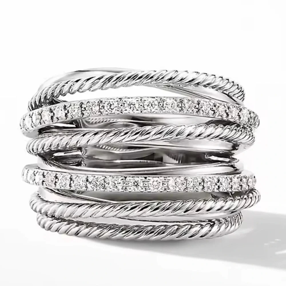 New! Wedding bridal  Silver and crystal Women's Ring